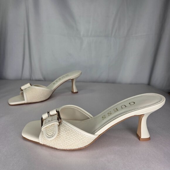 GUESS Women's Dista Buckle Slip-On Dress Kitten Heels Sandals - Picture 2 of 6
